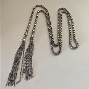 Silver wheat thick Chain Tassel Necklace long 48 inch fashion necklace versatile